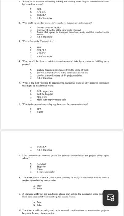 > Which act is aimed at addressing liability for