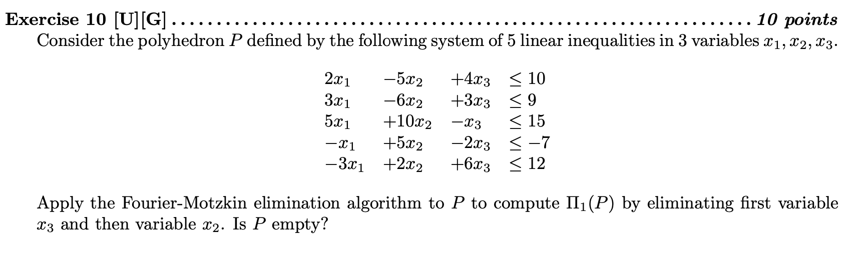 Linear Optimization question, thanks. Exercise 10