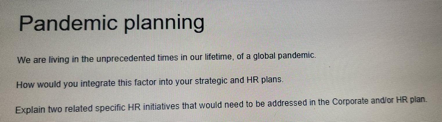 NOTE: This is a STRATEGIC HUMAN RESOURCE