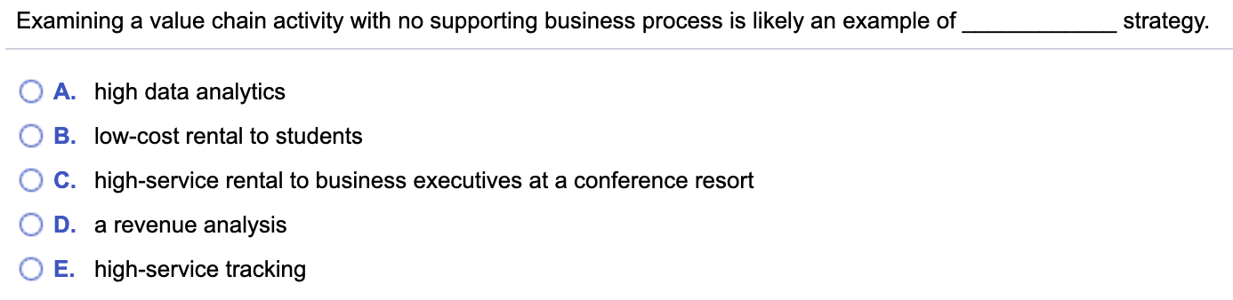 Examining a value chain activity with no