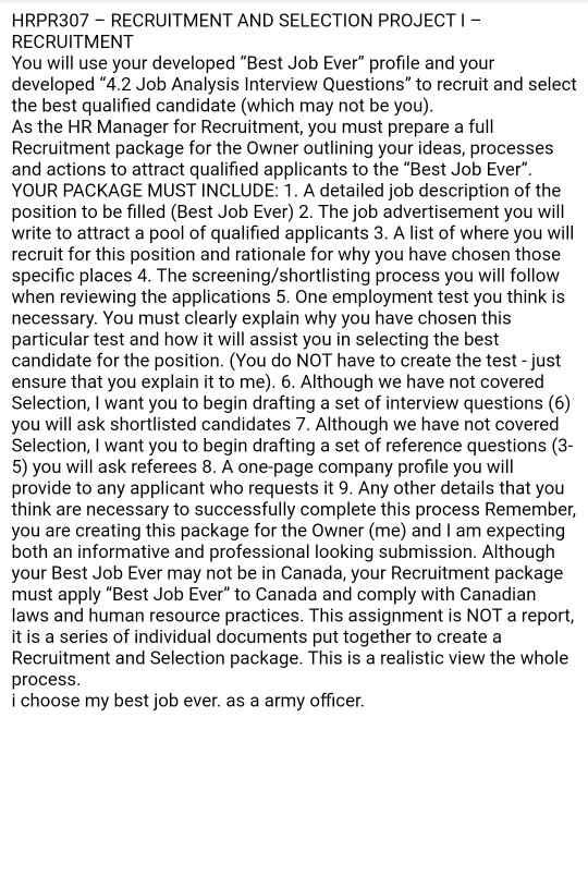 i need this assignment. for recuritment and