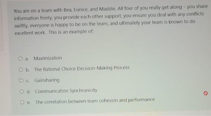 You are on a team with Bea, Eunice, and Maddie.