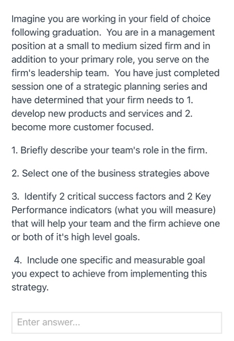 Imagine you are working in your field of choice