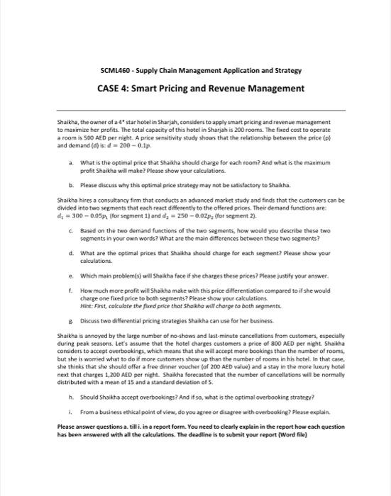 SCML460 - Supply chain managment - SCML - Case