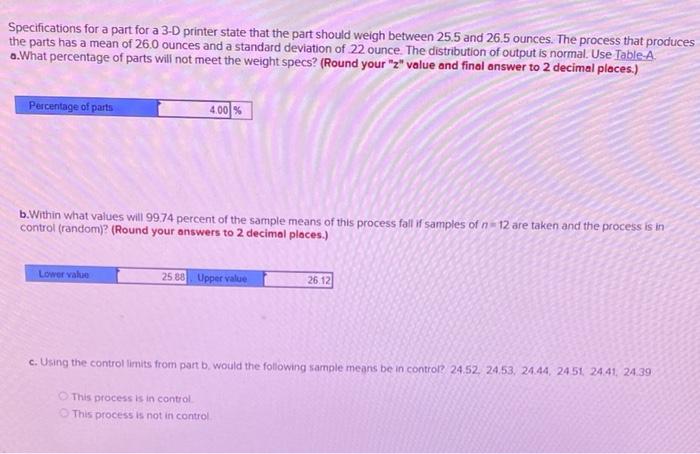 Specifications for a part for a 3-D printer state