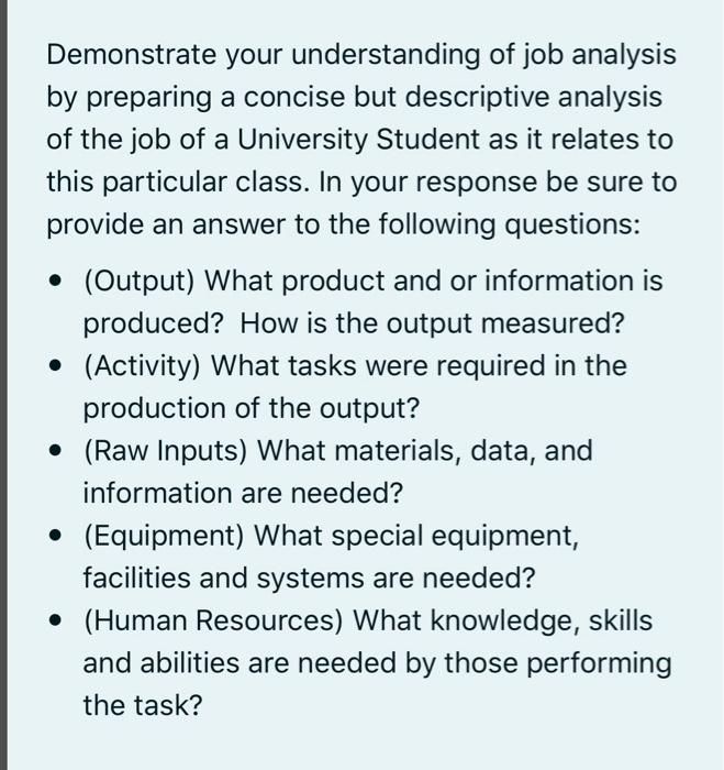 Demonstrate your understanding of job analysis by