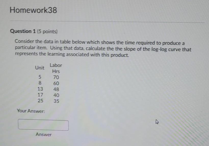 Homework38 Question 1 (5 points) Consider the