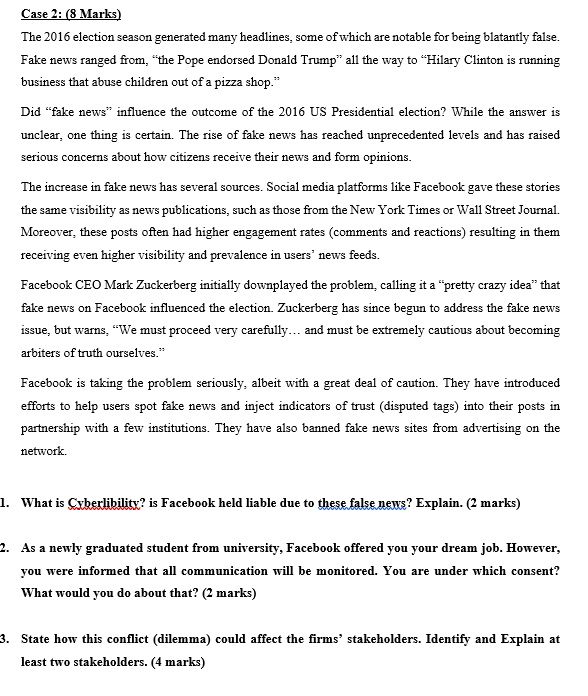 Case 2: (8 Marks) The 2016 election season