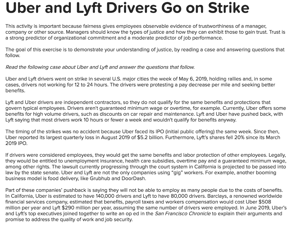 Uber and Lyft Drivers Go on Strike This activity