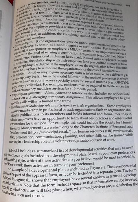 8.1.1 8.1.3 8.1.1 Developmental Plan Objectives