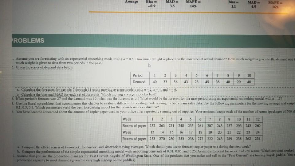 Need 2 A and 2 B Average Bias = -0.9 MAD - 3.5