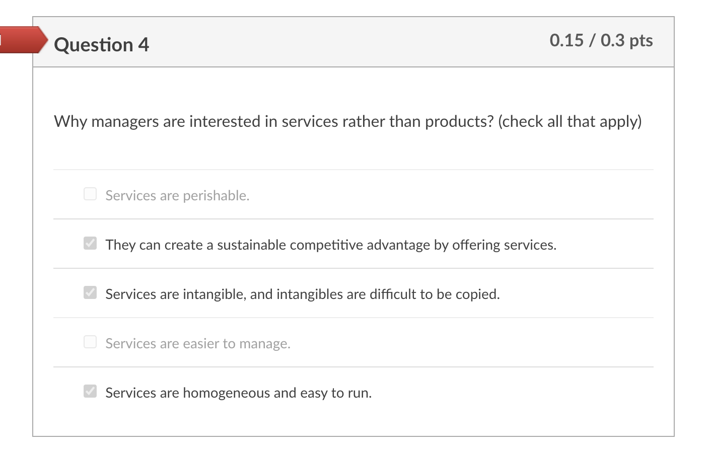 Question 4 0.15 / 0.3 pts Why managers are