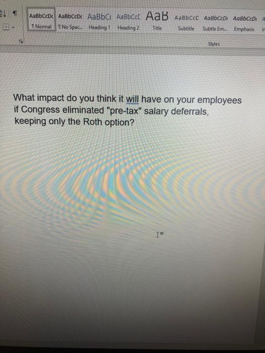 | 1 Normal I No Spac... Heading 1 Heading 2 Title