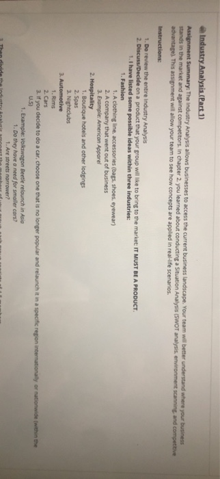 Industry Analysis (Part 1) Assignment Summary: