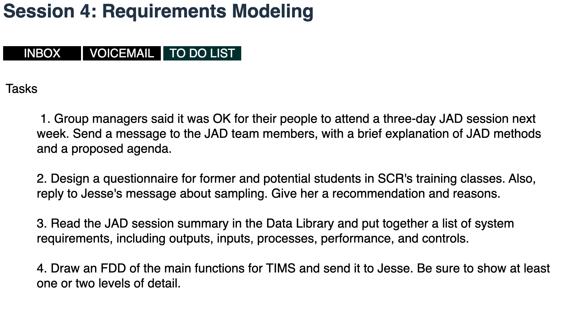 Session 4: Requirements Modeling Overview: The