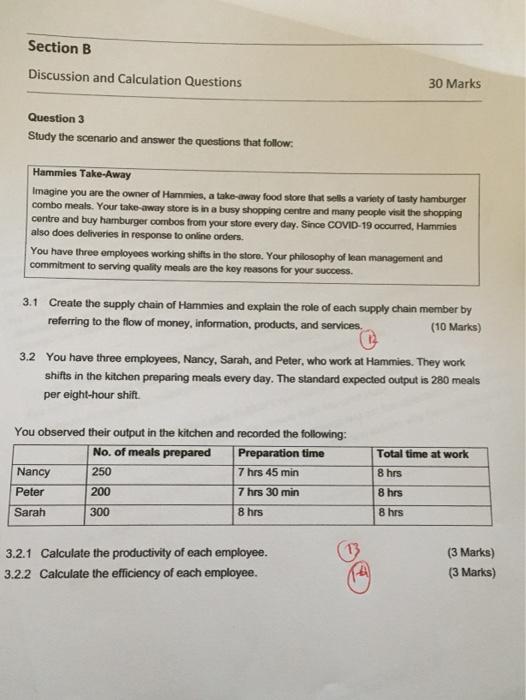 Section B Discussion and Calculation Questions 30
