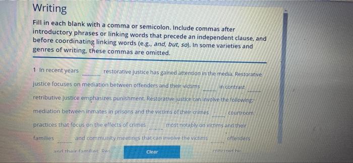 pearson exam! Writing Fill in each blank with a