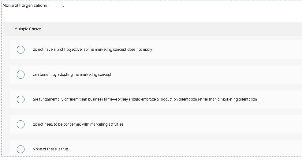 Nonprofit organizations Multiple Choice do not