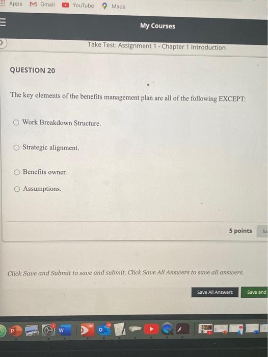 Apps M Gmail YouTube Maps My Courses > Take Test:
