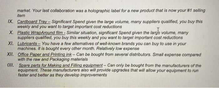 Supply chain management question. Below is a