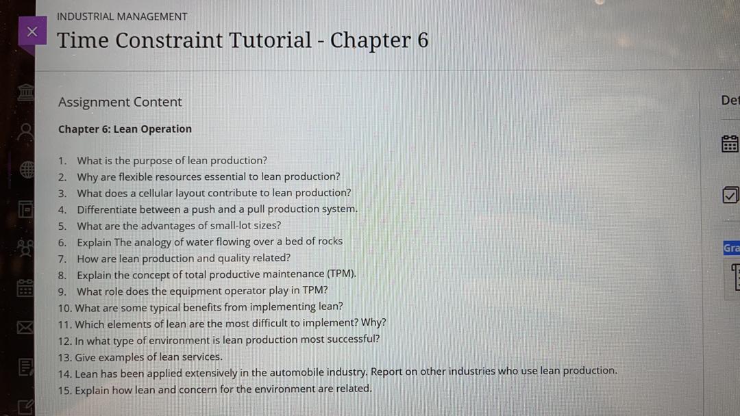 INDUSTRIAL MANAGEMENT X Time Constraint Tutorial