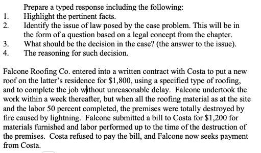 1. 2. Prepare a typed response including the