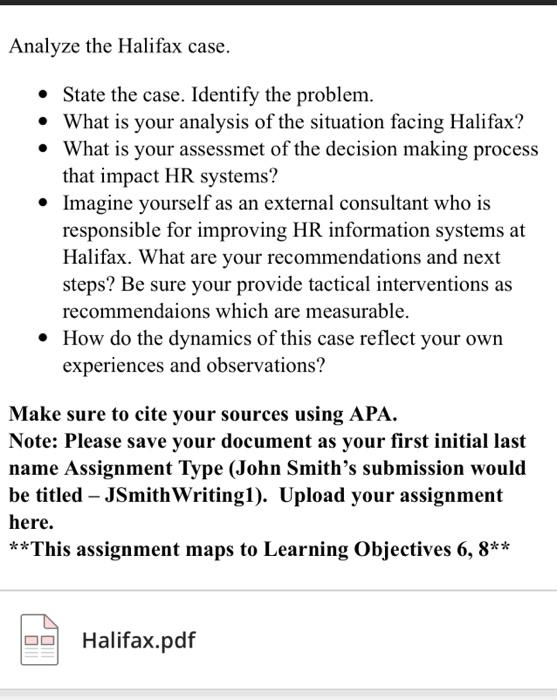 Analyze the Halifax case. State the case.