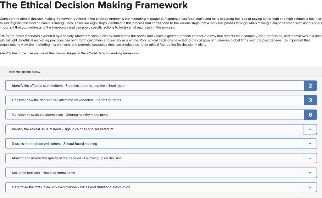 The Ethical Decision Making Framework Consider