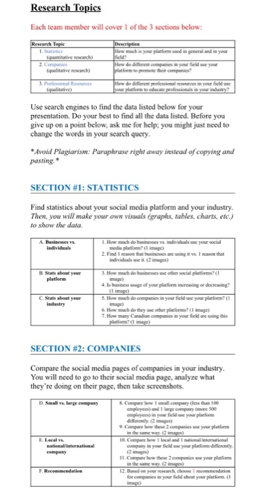 GROUP RESEARCH PROJECT: SOCIAL MEDIA Task In your