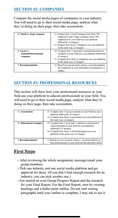 GROUP RESEARCH PROJECT: SOCIAL MEDIA Task In your
