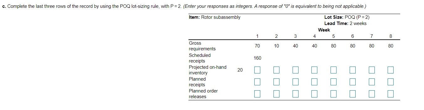 The partially completed inventory record for the