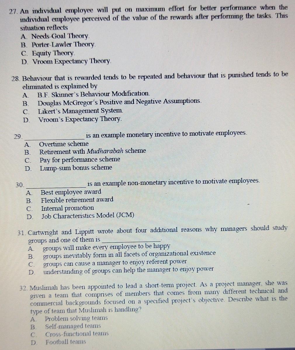 27. An individual employee will put on maximum