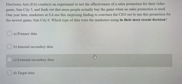 Electronic Arts (EA) conducts an experiment to