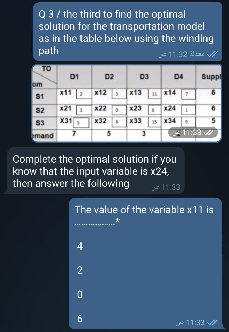 Q3/ the third to find the optimal solution for