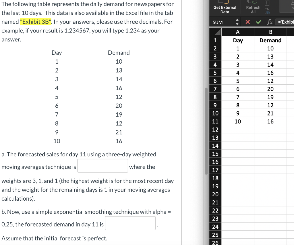 Get External Data / Refresh All The following
