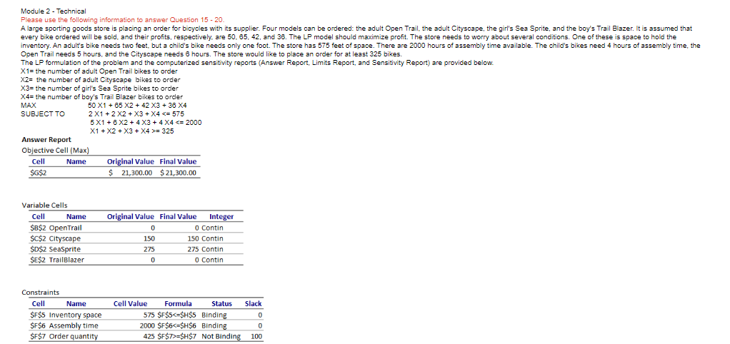 Module 2 - Technical Please use the following