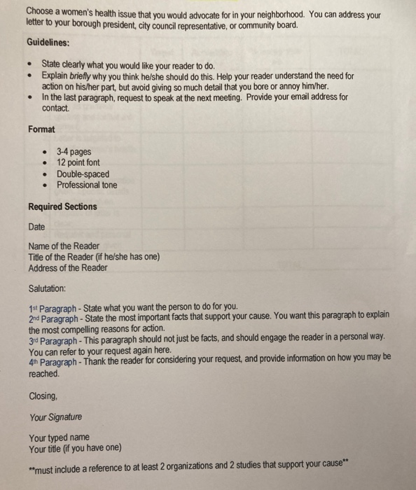 Choose a womens health issue that you would