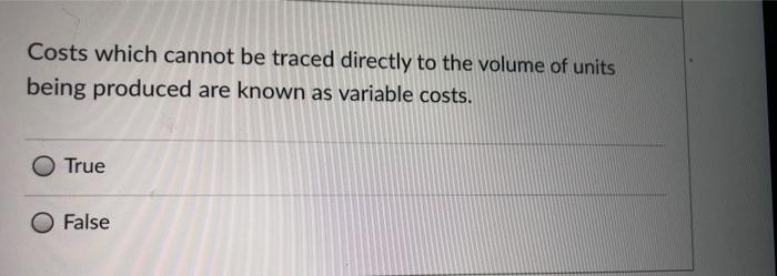 Costs which cannot be traced directly to the