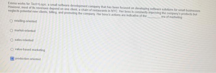 Emma works for Tech+Logic, a small software