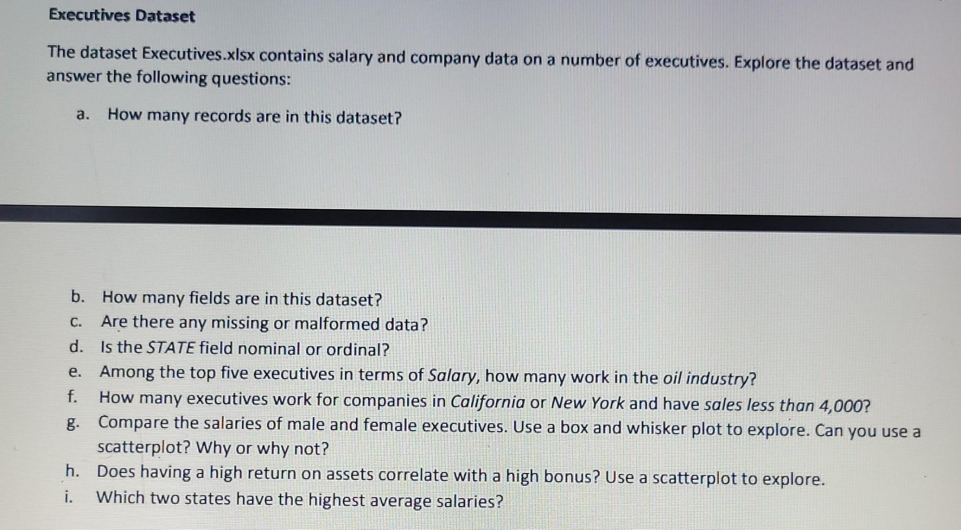 The above data for Executives. Please help with