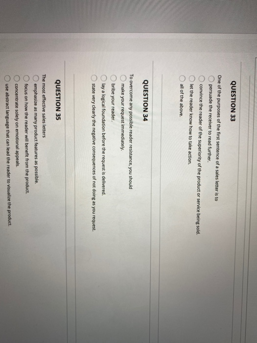 QUESTION 30 a goodwill message. It is