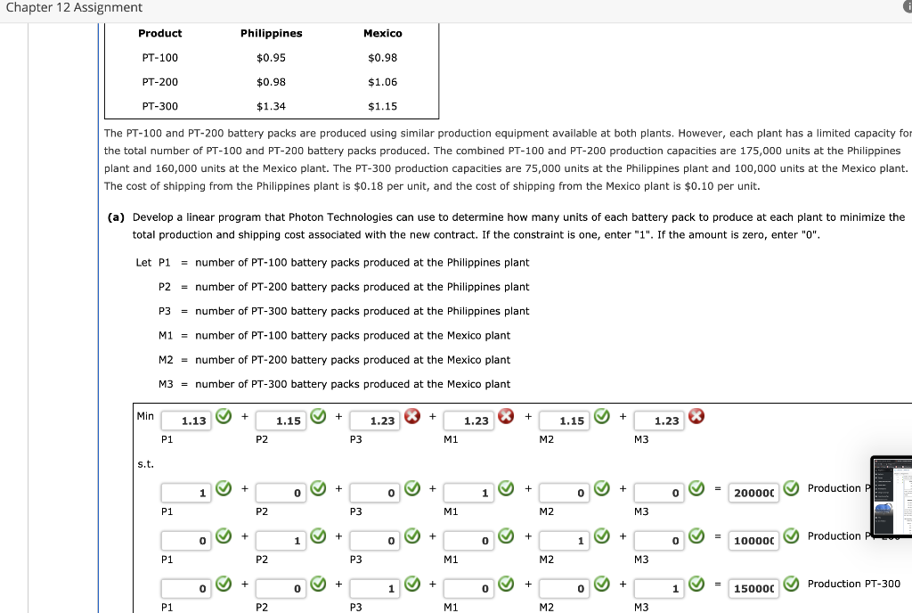 Looking for P3, M1, & M3 Chapter 12 Assignment