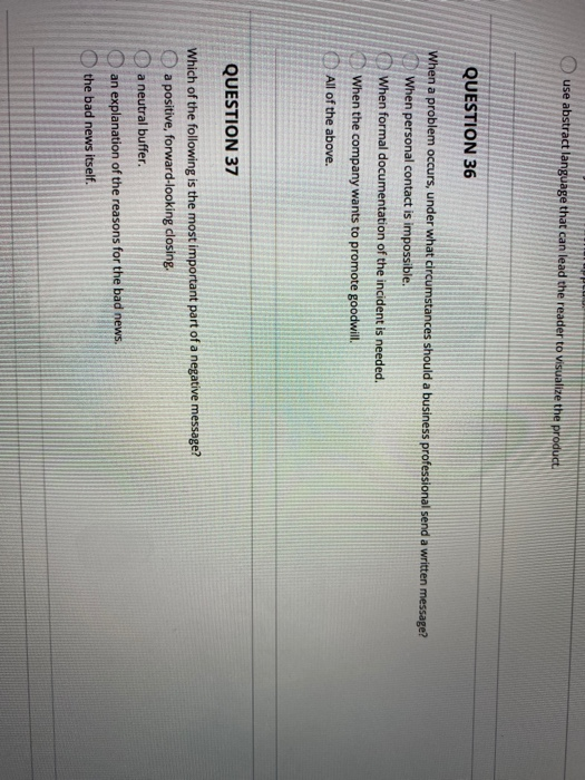 QUESTION 30 a goodwill message. It is