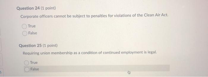 Question 24 (1 point) Corporate officers cannot