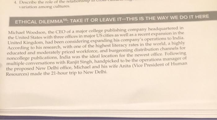 4. Describe the role of the relationsh variation