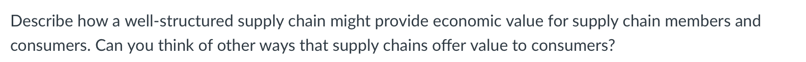 Describe how a well-structured supply chain might