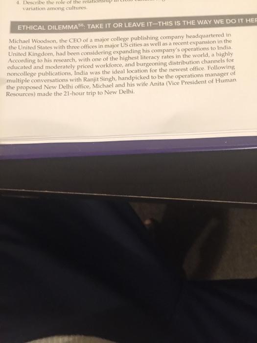 4. Describe the role of the relationsh variation