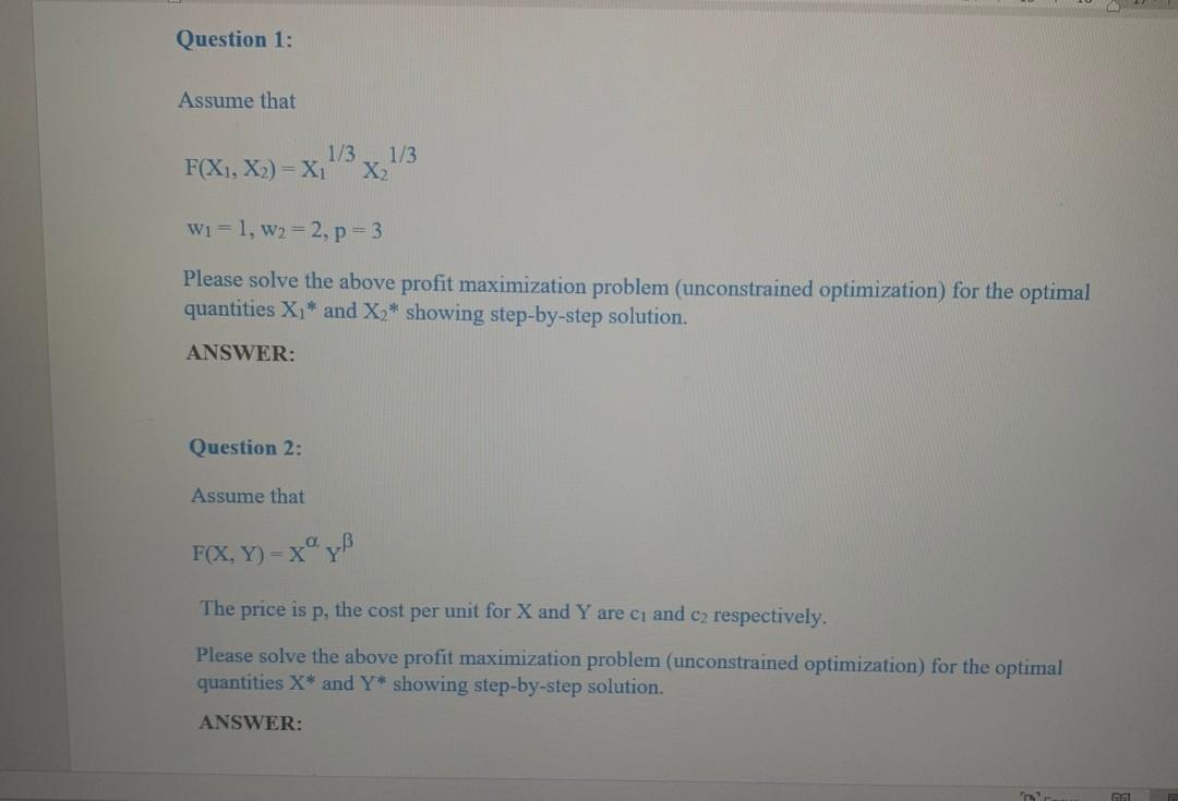 Please help me. Question 1: Assume that 1/3 1/3