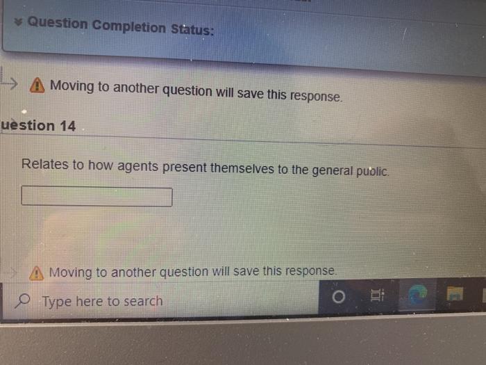 Question Completion Status: A Moving to another