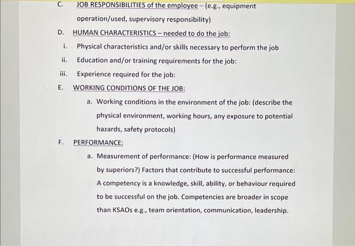 Job Analysis Assignment (AA#1) Job analysis is